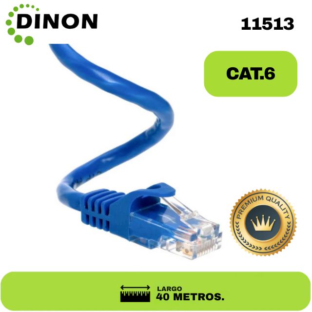 PATCH CORD 40 MTS CAT6 AZUL CCA DINON. sku:11513