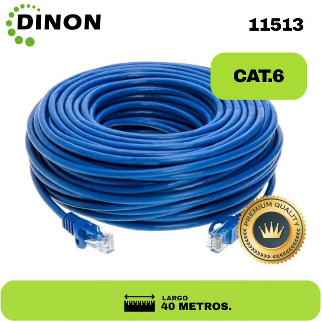 PATCH CORD 40 MTS CAT6 AZUL CCA DINON. sku:11513