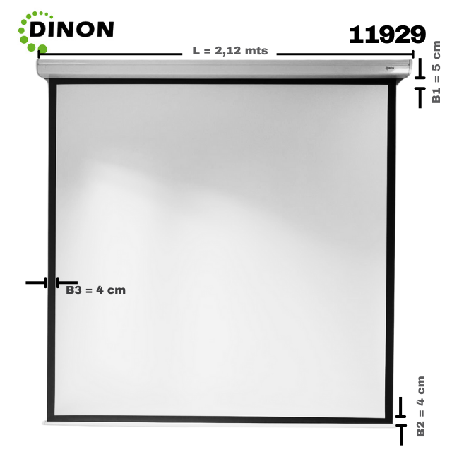 Telon Electrico Dinon Premium 1,80 X 1,80 (100") C/r, Motor Tubular, Tela De Fibra De Vidrio - Sku: 11929