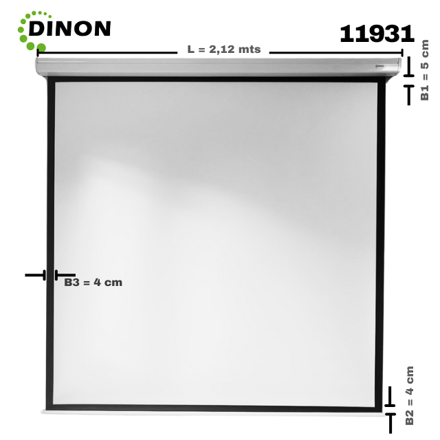 Telon Eléctrico Dinon Premium 2,40X2,40 (135") C/r Motor Tubular, Tela Fibra De Vidrio - Sku: 11931
