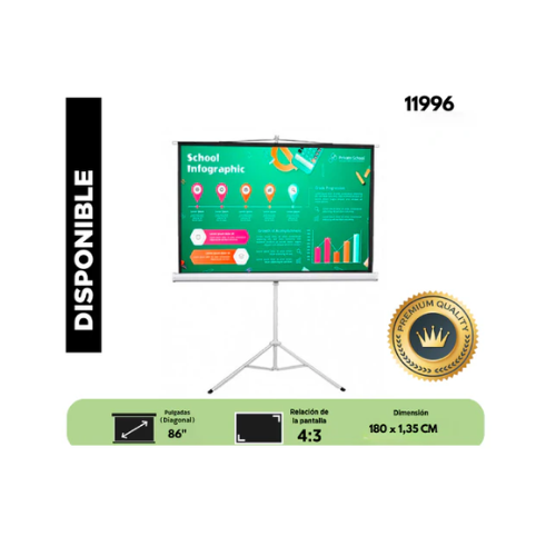 TELON CON TRIPODE DINON PREMIUM 1,80 X 1,35 (86" DIAGONAL) 4:3- Sku: 11996