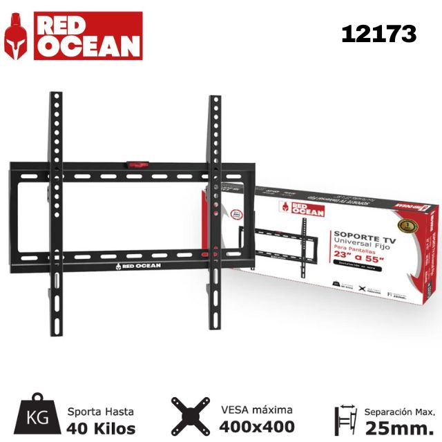 SOPORTE PARA TV UNIVERSAL FIJO 23-55" 1.2MM / 22CM. ANCHO VMAX 400X400, 40KG, REDOCEAN- SKU: 12173