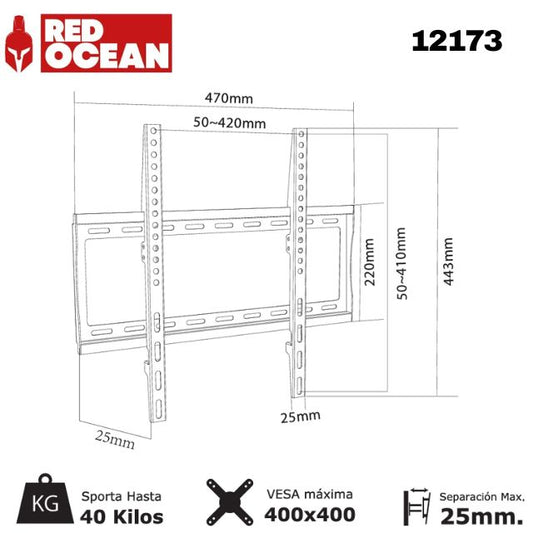 Soporte TV universal fijo 23–55 pulgadas Vmax RedOcean