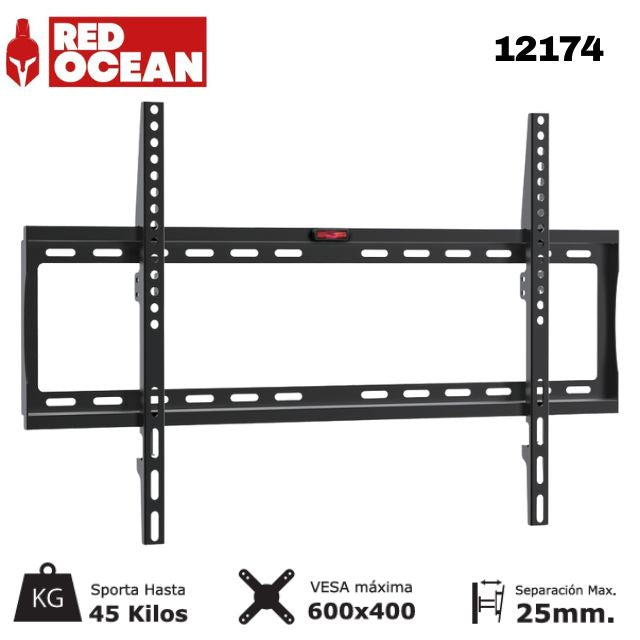 SOPORTE PARA TV UNIVERSAL FIJO 32-80" 1.2MM, VMAX 600X400, 45KG, REDOCEAN - SKU: 12174