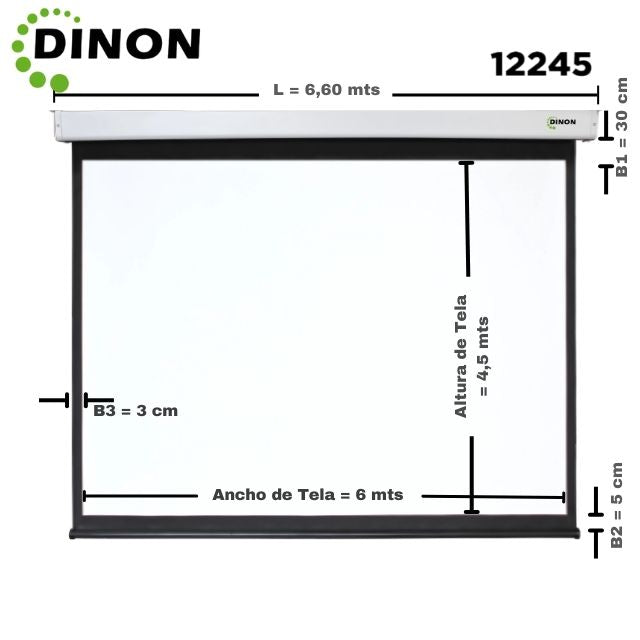 Telon Eléctrico Dinon PREMIUM 6,00 x 4,50 (300") C/Remoto 4:3 - sku: 12245