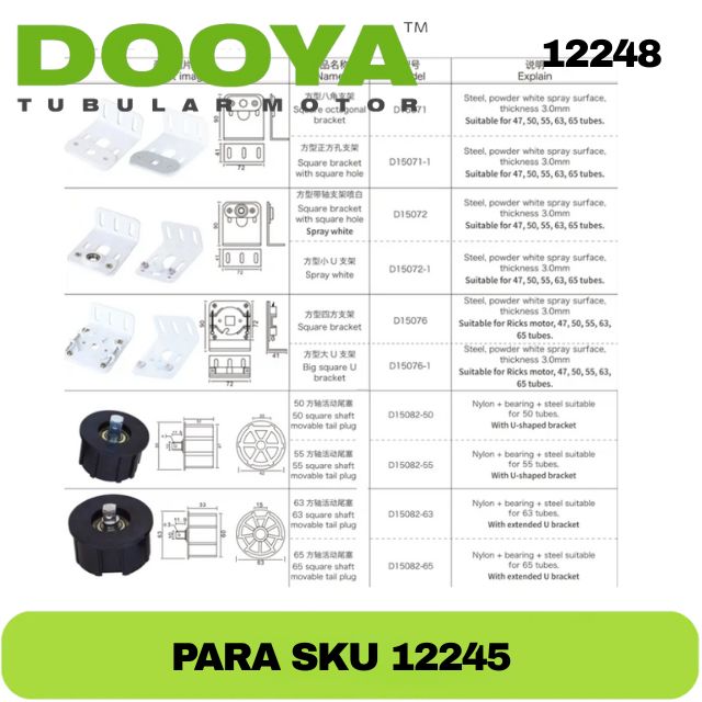 MOTOR TUBULAR MARCA DOOYA AW45S-50/12 - SKU:12248