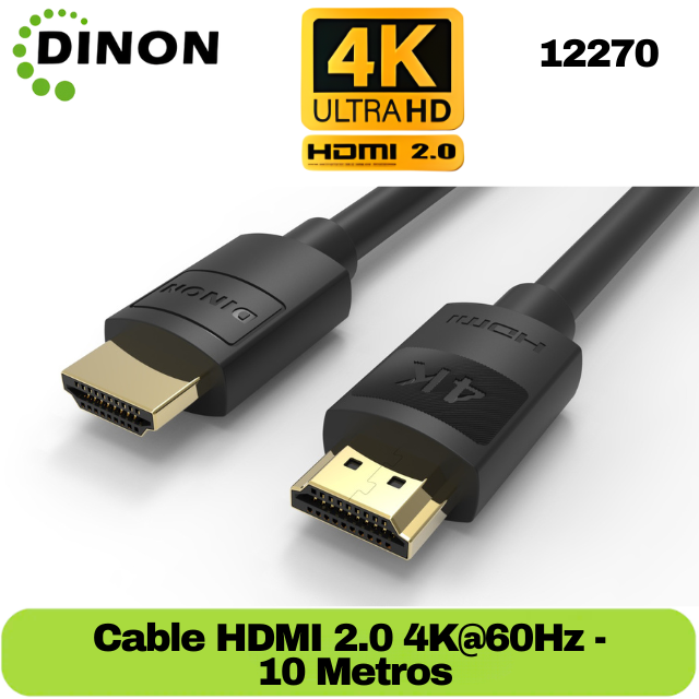 CABLE HDMI V2.0 4K@60HZ DINON 10M, GOLD PLATTED, MACHO-MACHO - 12270