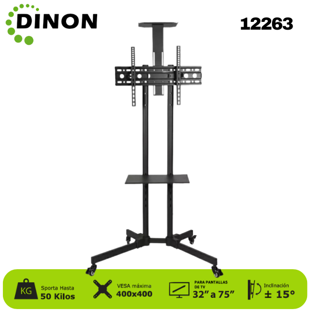 SOPORTE PARA TV LCD LED TIPO PEDESTAL, CON RUEDAS 32-65, VMAX 600X400, 50KG - SKU: 12263