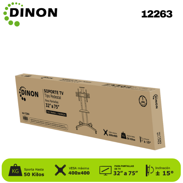 SOPORTE PARA TV LCD LED TIPO PEDESTAL, CON RUEDAS 32-65, VMAX 600X400, 50KG - SKU: 12263