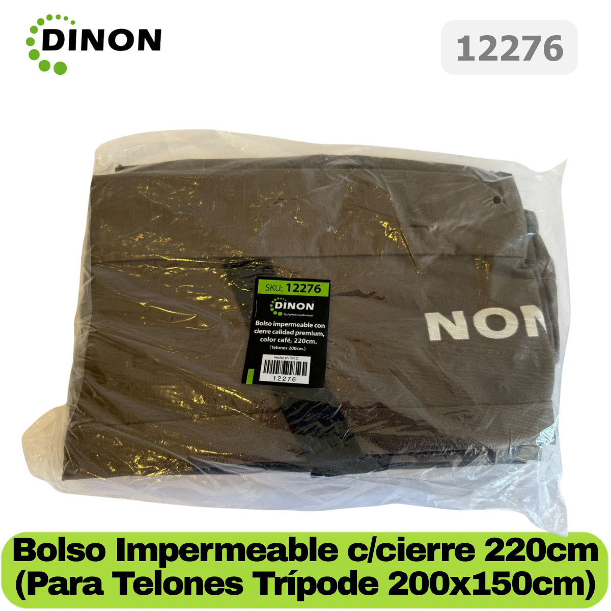 Bolso Impermeable Dinon con Cierre Calidad Premium, Color Café, 220 cm (Telones 200 cm) - SKU: 12276