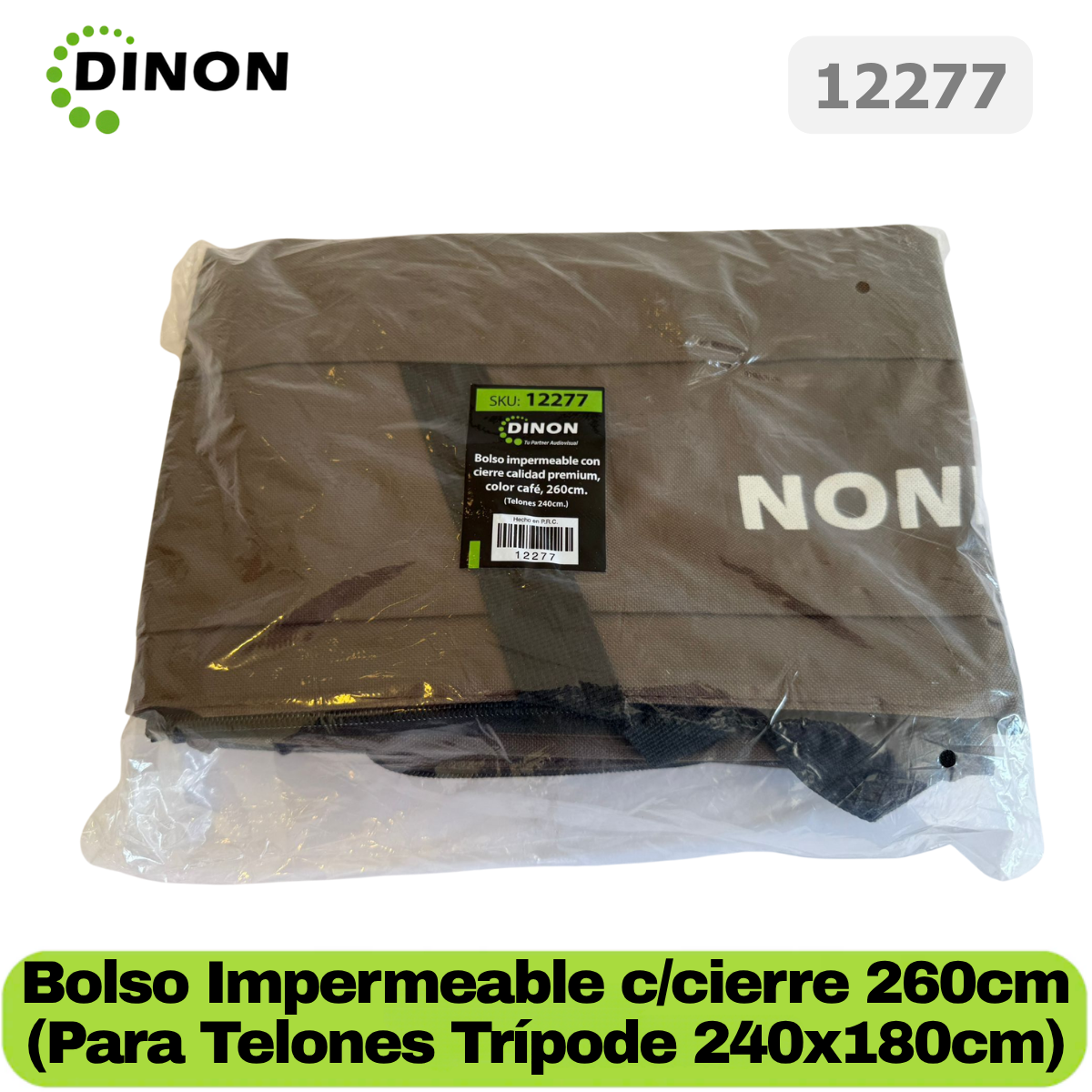 Bolso Impermeable Dinon con Cierre Calidad Premium, Color Café, 260 cm (Telones 240 cm) - SKU: 12277