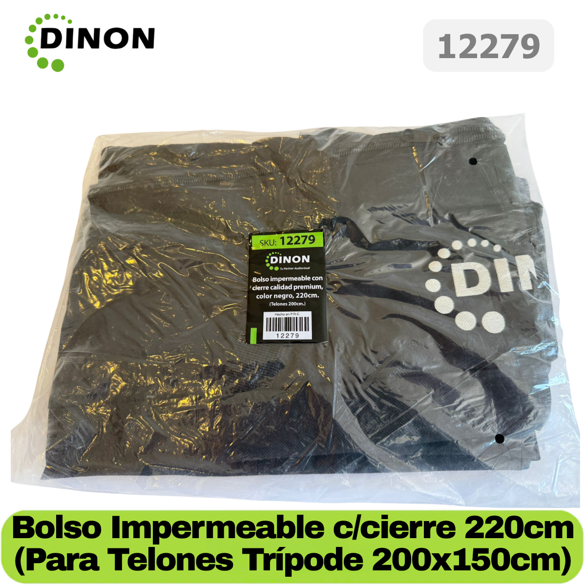 BOLSO IMPERMEABLE DINON CON CIERRE CALIDAD PREMIUM , COLOR NEGRO, 220CM (TELONES 200CM) - SKU: 12279