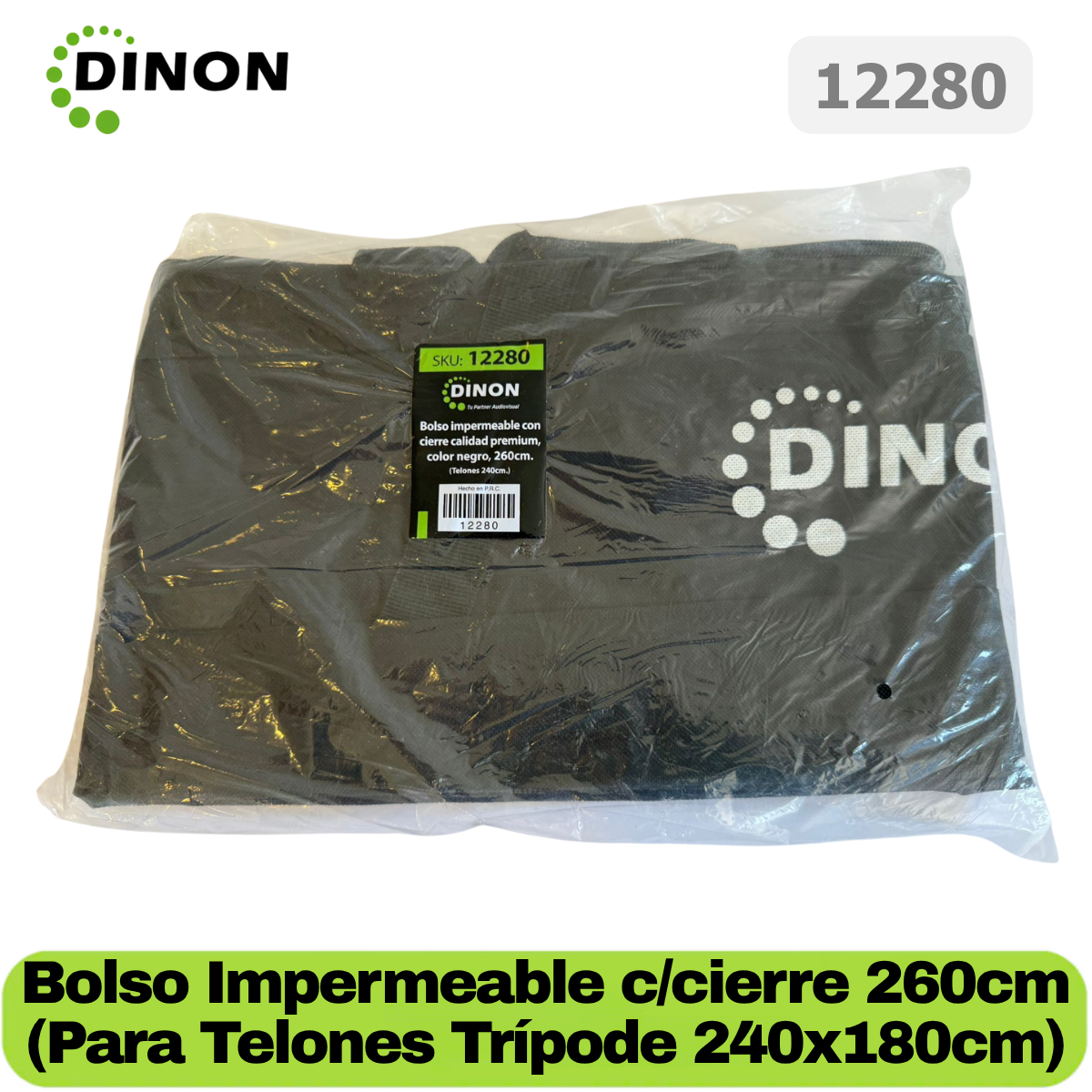 Bolso Impermeable Dinon con Cierre Calidad Premium, Color Negro, 260 cm (Telones 240 cm) - SKU: 12280