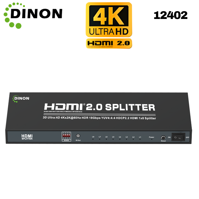 Splitter Hdmi 1X8 2.0 4K@60Hz Heavy Duty Dinon - SKU 12402