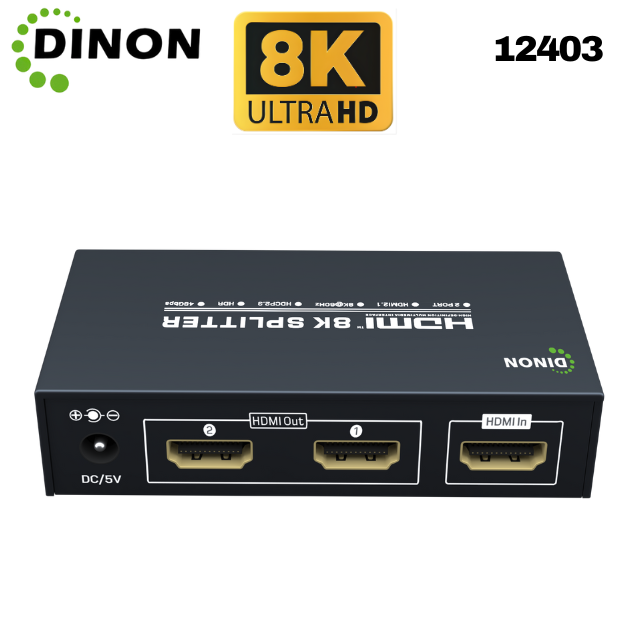 Splitter Hdmi 1X2 2.1 8K@60Hz Hdcp2.3 Hdr  Heavyy Duty Dinon - SKU:12403