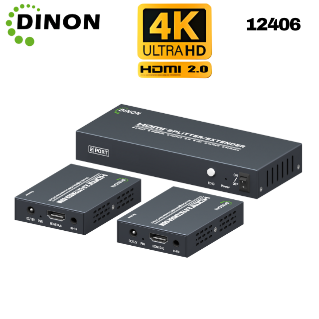 Extensor Splitter Hdmi 2.0 4K@60Hz 60M 1X2 Poc Ir Edid - SKU: 12406