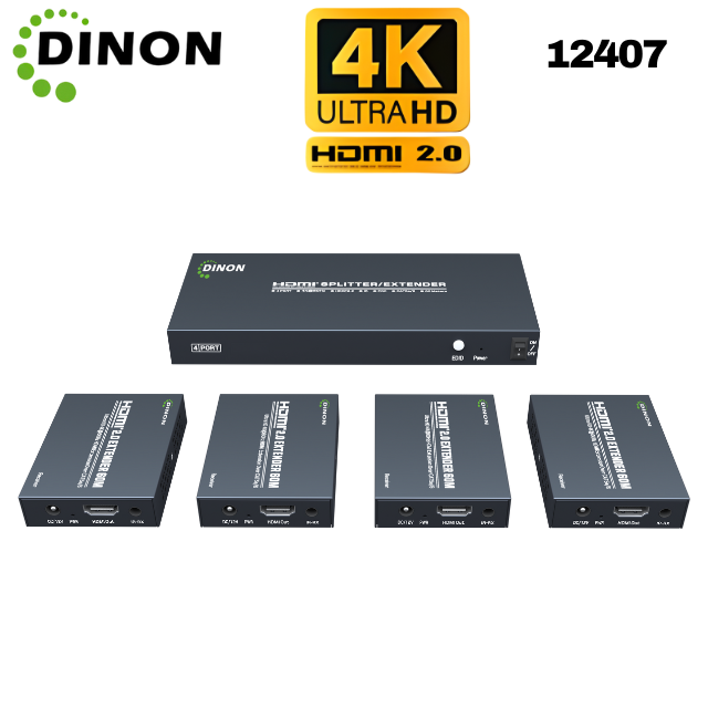 Extensor Splitter Hdmi 2.0 4K@60Hz 60M 1X4 Poc Ir Edid- SKU: 12407