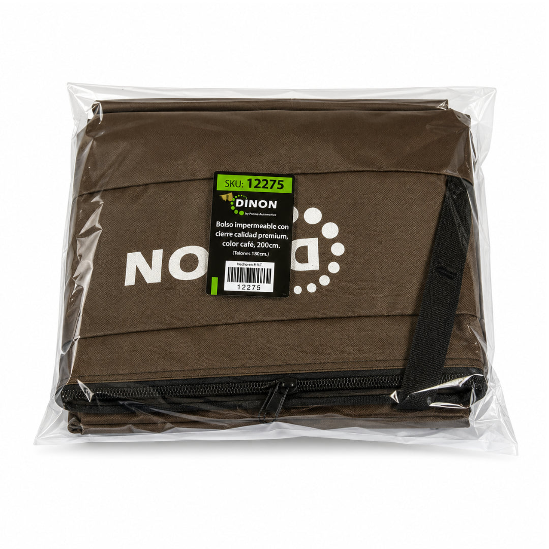 Bolso Impermeable Dinon con Cierre Calidad Premium, Color Café, 200 cm (Telones 180 cm)