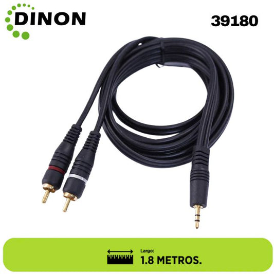CABLE DE AUDIO PLUG 3,5MM  A 2 RCA 1,8M(MLK) DINON - SKU: 39180