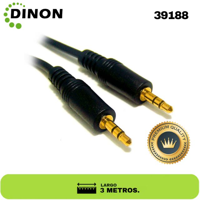 CABLE STEREO PLUG 3.5MM 3 METROS M/M - SKU: 39188