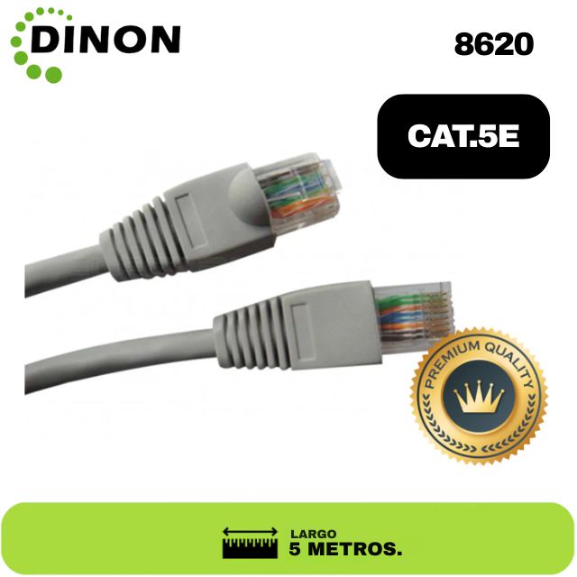 CABLE PATCH UTP 5 MTS CAT5E MARFIL CCA 26AWG DINON. Sku: 8620