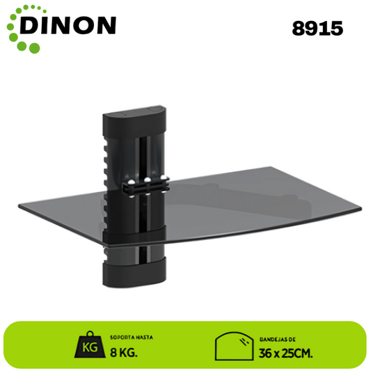 Soporte de vidrio a muro para equipos de audio y video 36x25 cm