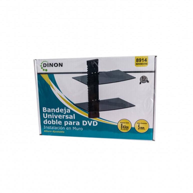 SOPORTE DE VIDRIO A MURO DOBLE BANDEJA PARA EQUIPOS DE AUDIO Y VIDEO 36X25CM. 16KG. Sku:8914