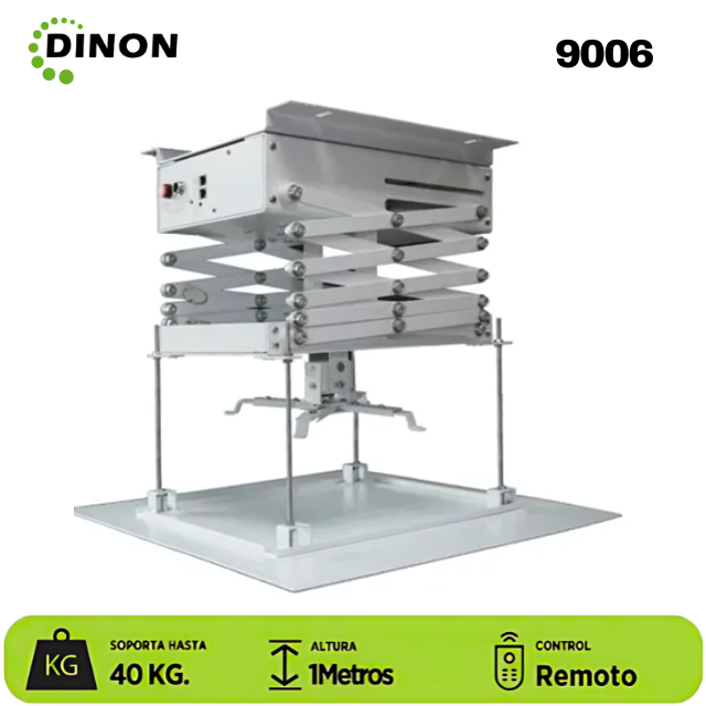 LIFT ELECTRICO PROYECTOR A TECHO, MOTOR TUBULAR, C/R, 1 METRO, 40KG, DINON - sku:9006