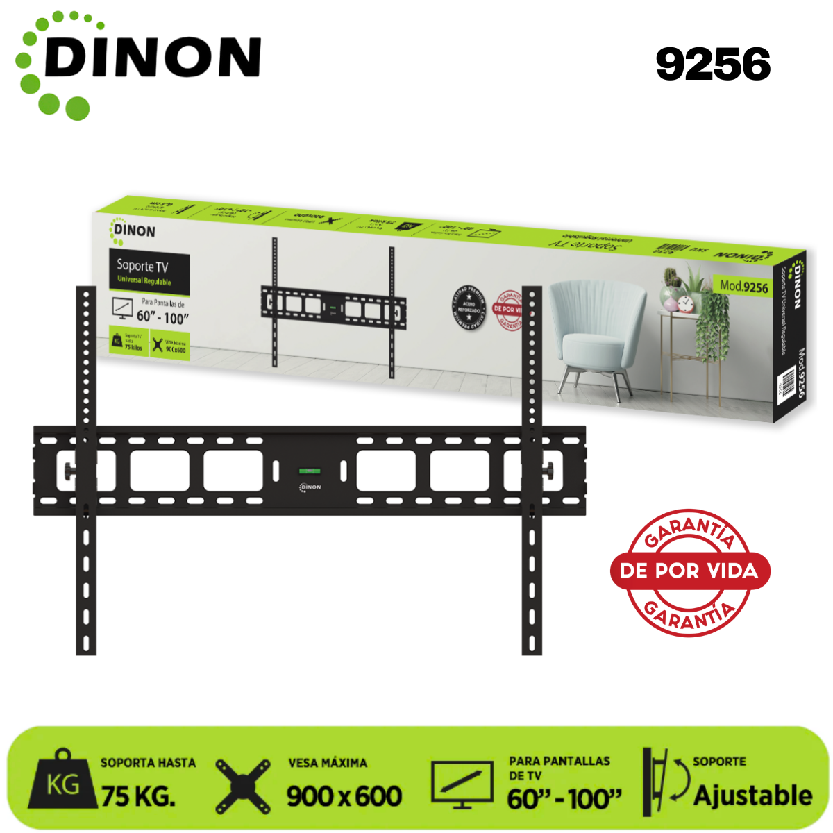 Soporte para TV LCD/LED Universal Regulable 60"-100", VESA Máx. 900x600, 75 kg - SKU:9256