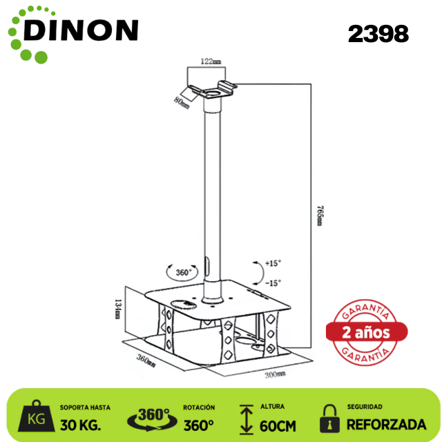 Soporte para Proyector Tipo Jaula de Seguridad, 60 cm, hasta 30 kg - SKU:2398