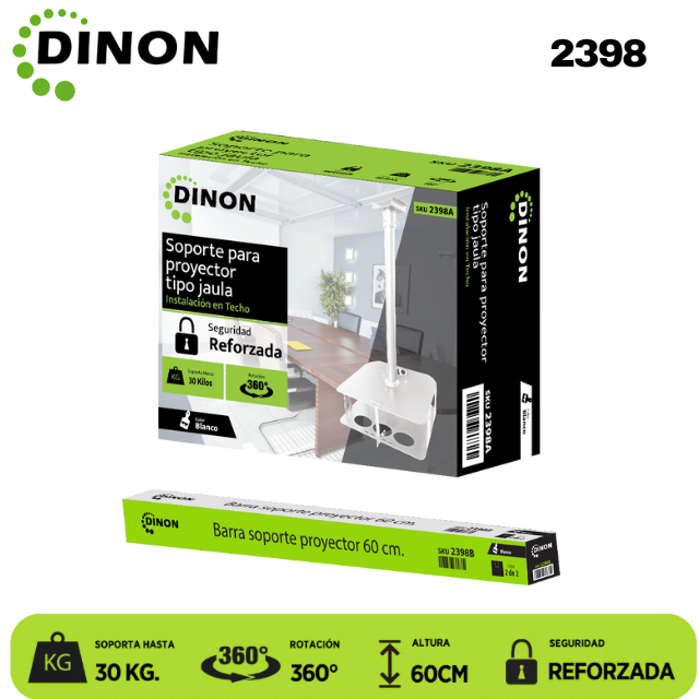 SOPORTE PARA PROYECTOR TIPO JAULA SEGURIDAD DINON, 60CM, HASTA 30KG - SKU2398