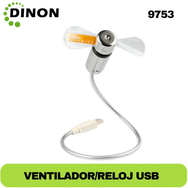 RELOJ VENTILADOR PORTATIL USB LED - SKU: 9753