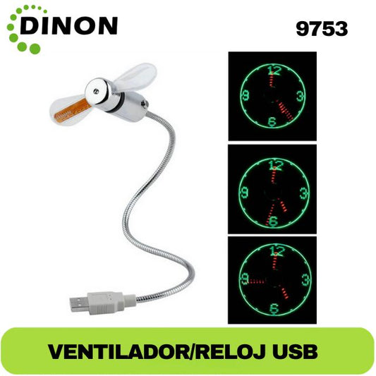 RELOJ VENTILADOR PORTATIL USB LED - SKU: 9753