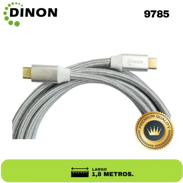 CABLE USB-C A USB-C 3.1, 10GBPS, 1.8MTS, CONECTOR METALICO, GRIS DINON. Sku:9785