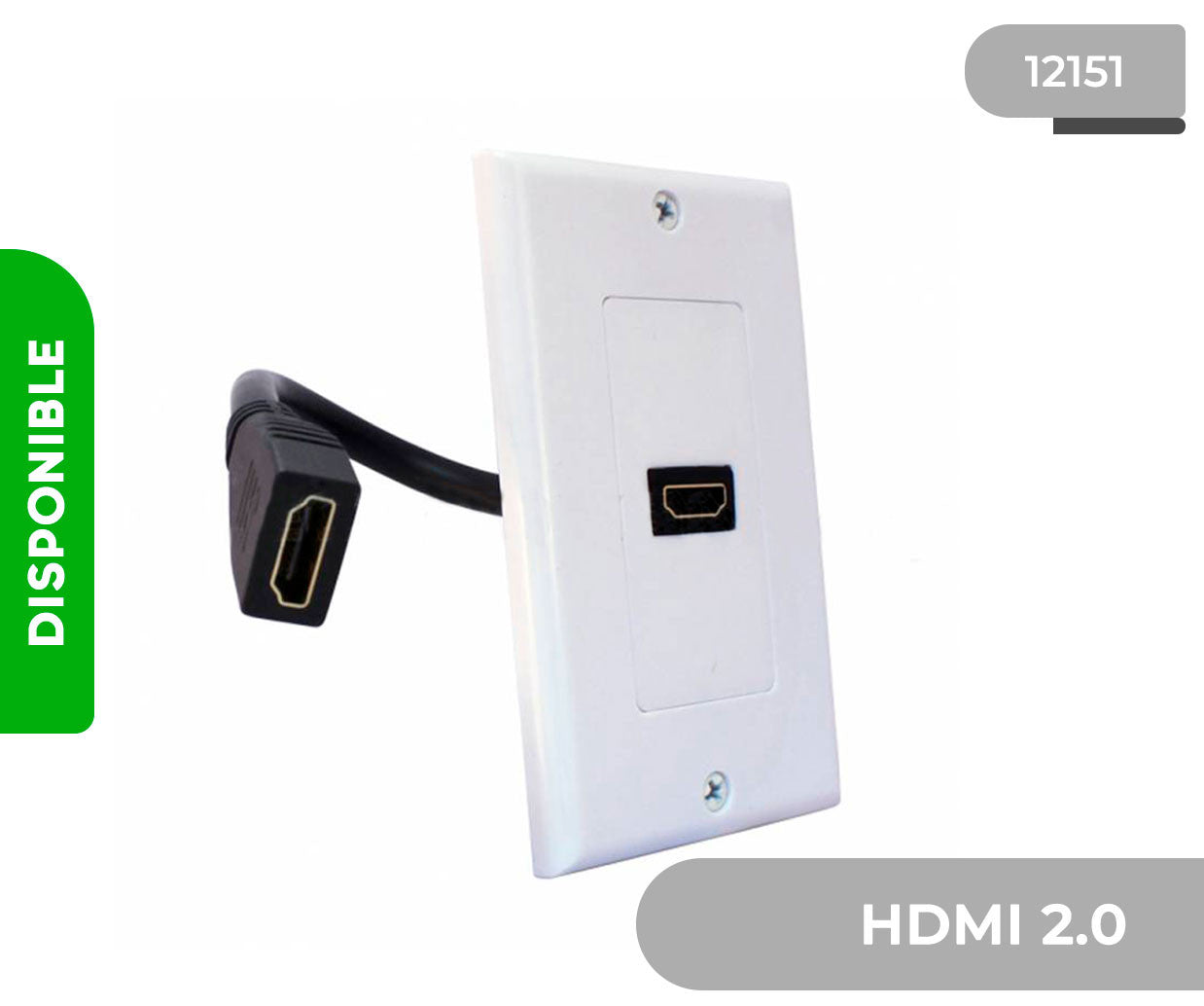PLACA DE MURO 1 PUERTO HDMI 2.0 4K DINON + EXTENSION 10CM - SKU: 9762