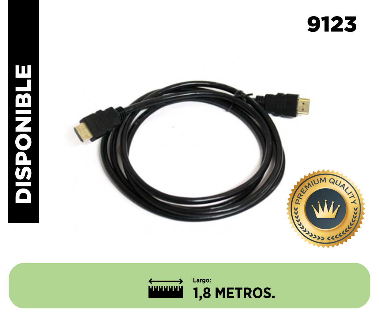 CABLE HDMI 1,8M. M/M, 1.4, CONECTORES BAÑO ORO DINON. Sku: 9123