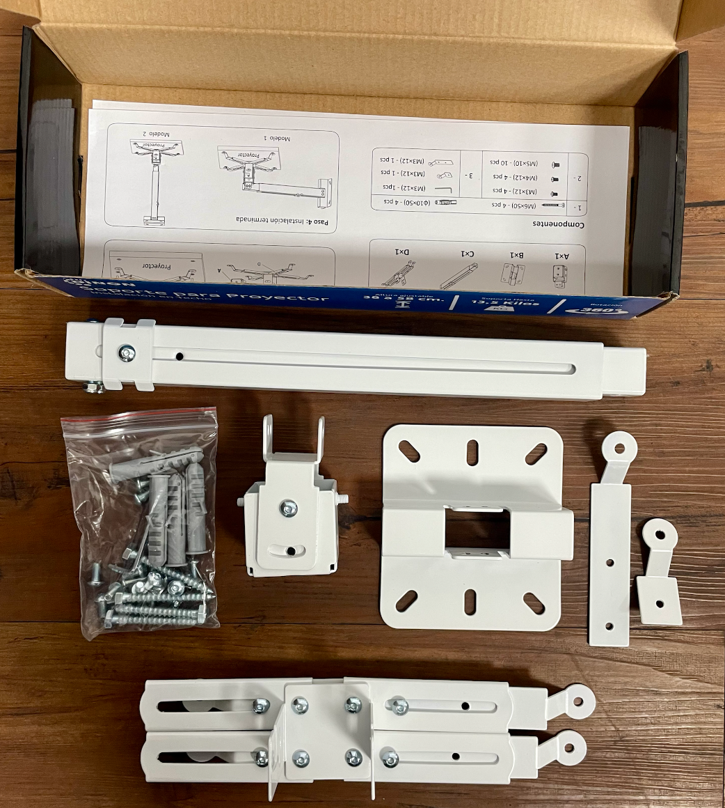 Soporte para Proyector a Techo Extensible 38-58 cm, 360°, 13.5 kg, Blanco, Dinon - SKU: 11741