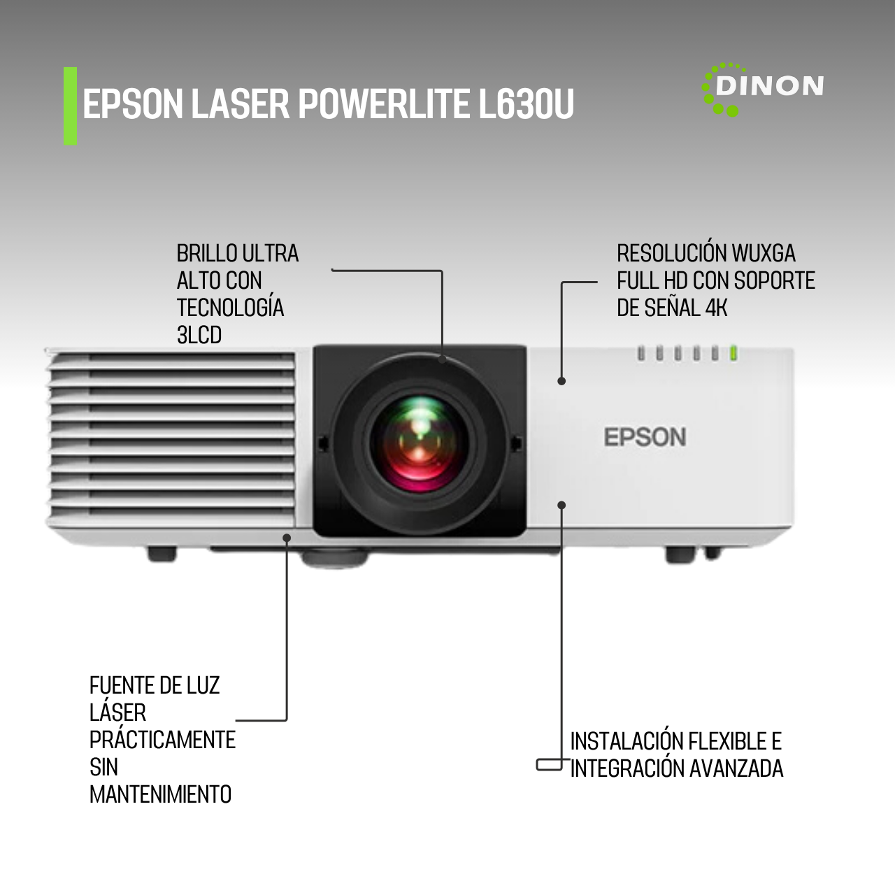 PROYECTOR EPSON LASER POWERLITE L630U 6200 LUMENES - SKU: CN48242
