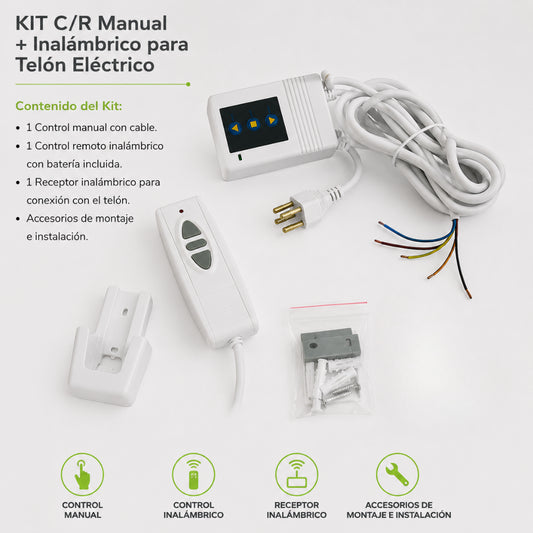 Kit de C/R Manual + Inalámbrico para Telón Eléctrico