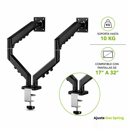 Soporte de monitor Dinon, 10kg, Doble, Gas Spring
