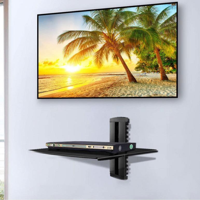 SOPORTE DE VIDRIO A MURO PARA EQUIPOS DE AUDIO Y VIDEO 36X25CM 8KG. Sku: 8915