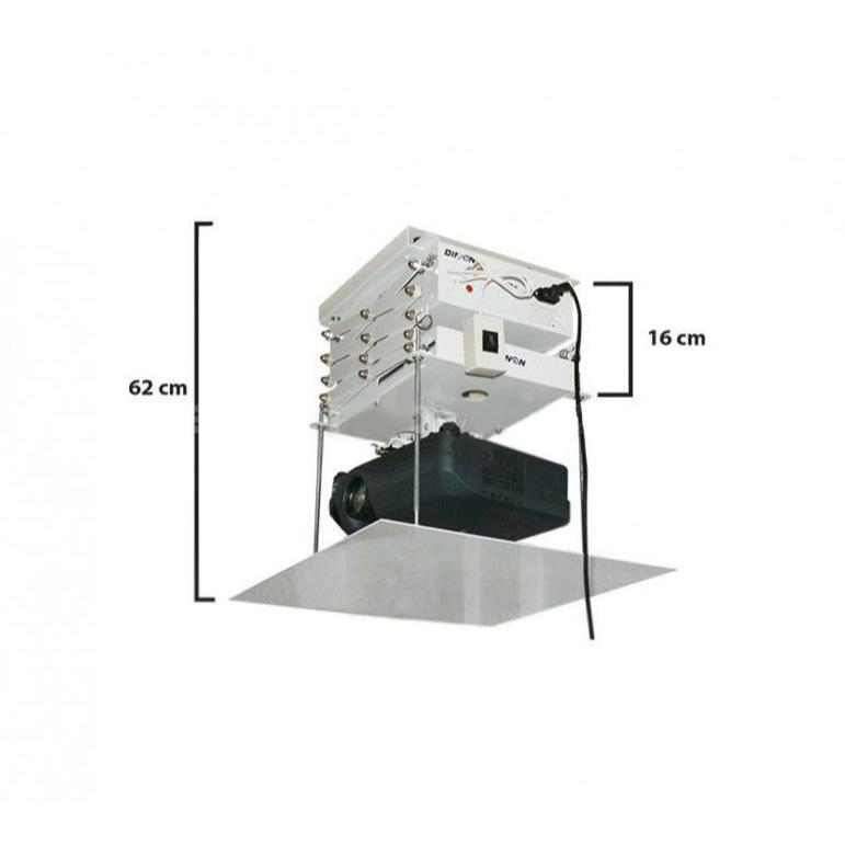 LIFT ELECTRICO PROYECTOR A TECHO, MOTOR TUBULAR, C/R, 2 METROS, 40KG, DINON - sku:9110