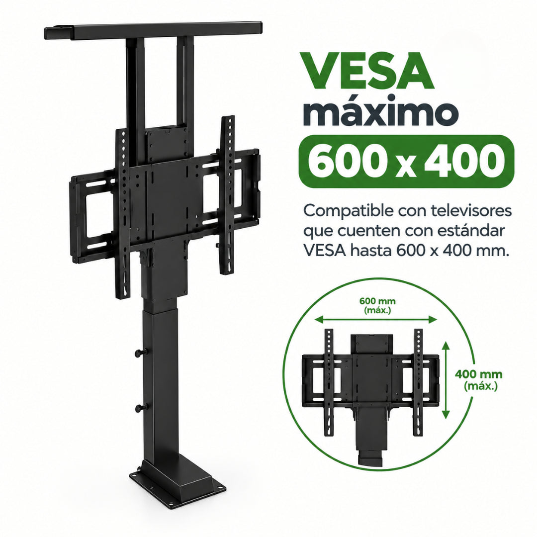 Soporte Para Tv Motorizado Elevador Para Ocultar En Mueble Vmax 600X400, Tv 32-55"