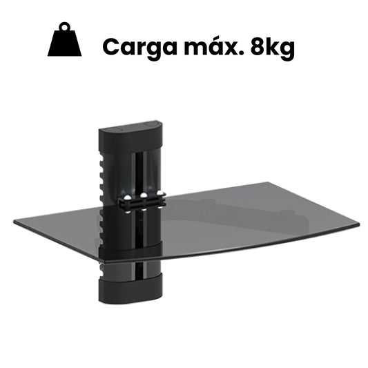 Soporte de Vidrio a Muro Dinon. Carga máxima de 8kg