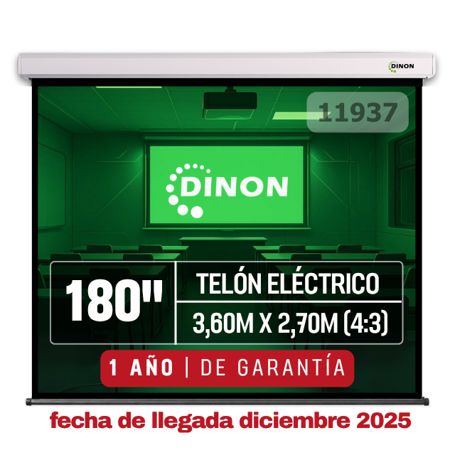 Telón eléctrico Dinon de 180 pulgadas con motor silencioso y tela blanca mate de fibra de vidrio