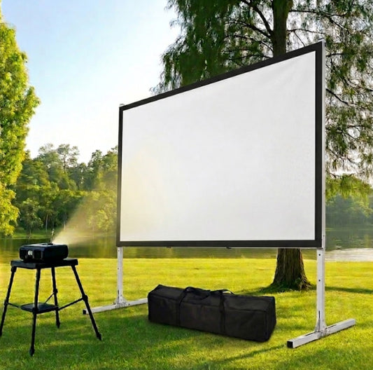 Telón mecano Dinon, transportable y con bolso. Ideal para eventos al aire libre, oficina, home cinema, etc