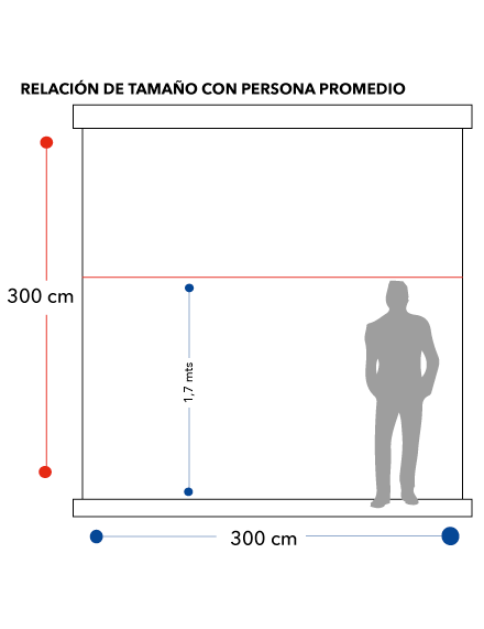 Medidas del telón mural manual Dinon de 167 pulgadas con motor silencioso SLR comparado con persona promedio