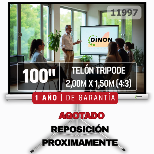 Telón tripode Dinon de 100 pulgadas con sistema autobloqueo
