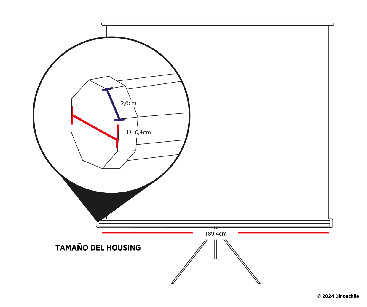 TELON CON TRIPODE DINON PREMIUM 1,80 X 1,35 (86" DIAGONAL) 4:3- Sku: 11996