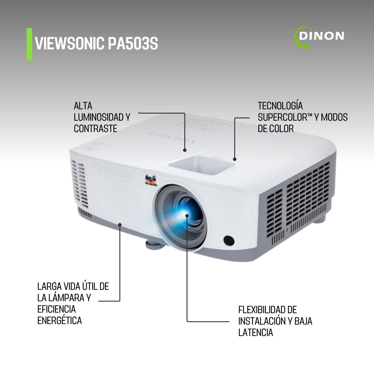 PROYECTOR VIEWSONIC PA503S DLP SVGA 4000 LUMENES, SVGA 1xHDMI RGB -SKU: CN38463